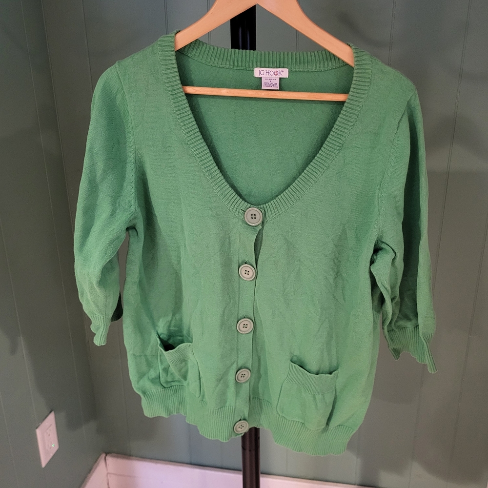 Vintage JG Hook Cotton Cropped Cardigan, Grandmacore, Cottagecore